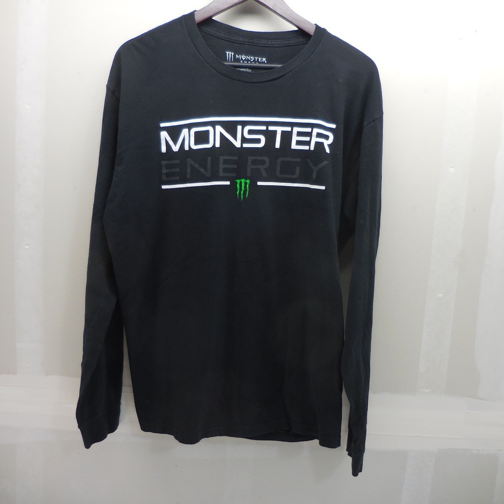 Monster Energy Long Sleeve Graphic T-Shirt Mens XL Black Cotton Logo Tee